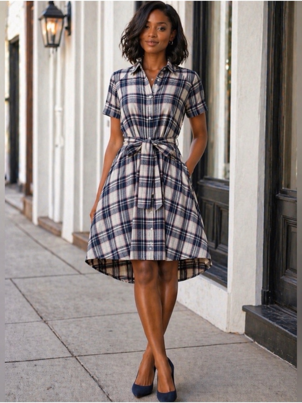 NWT Anthropologie 11·1 Tylho Plaid Tie-Front Shirt Dress – Size M